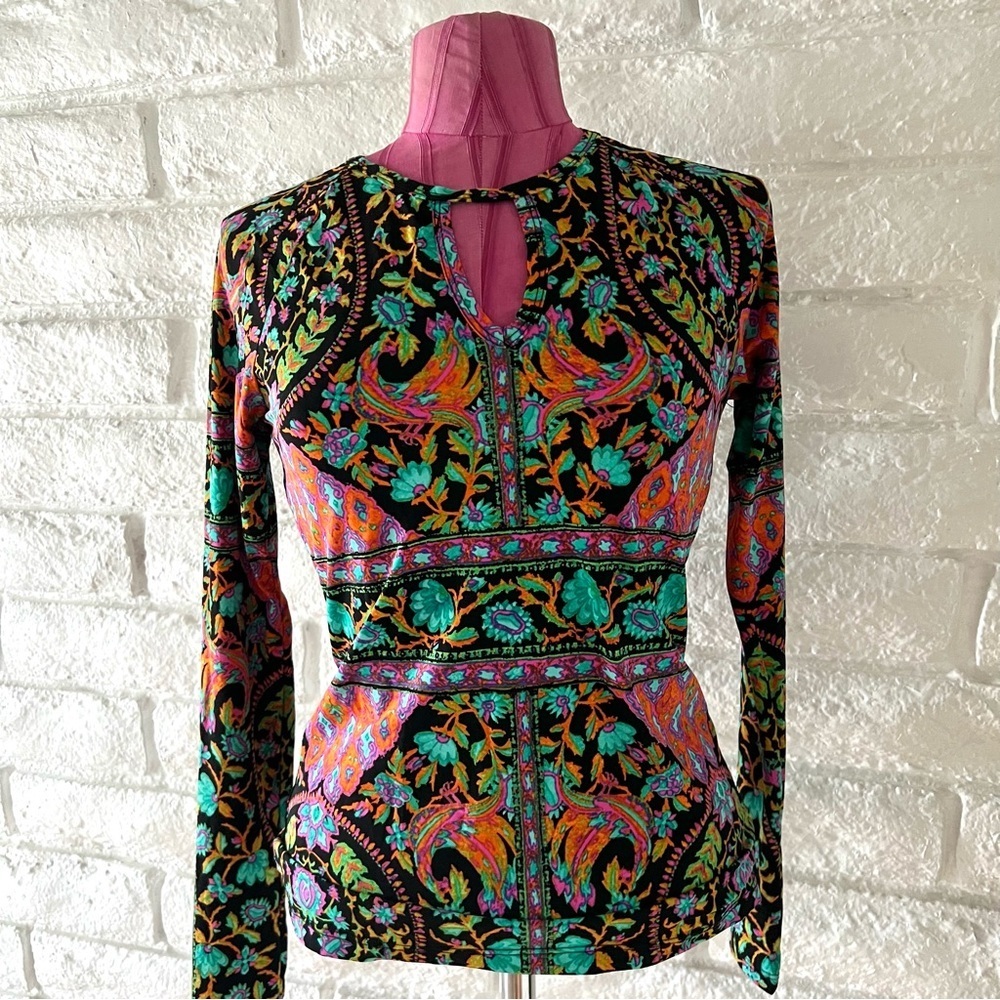 Nanette Lepore Paisley Long Sleeve Top Size Small T31